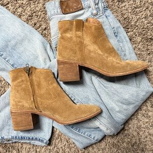 Tan Suede western Ankle Boots